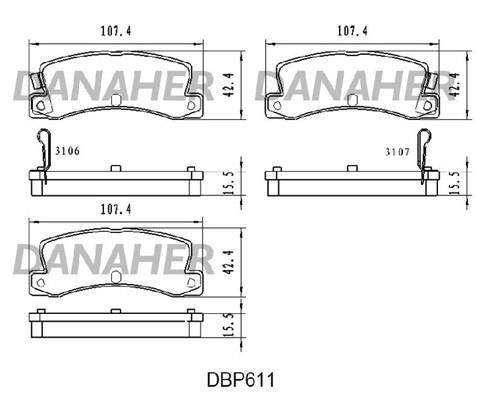 Danaher DBP611 Гальмівні колодки, комплект DBP611: Купити в Україні - Добра ціна на EXIST.UA!