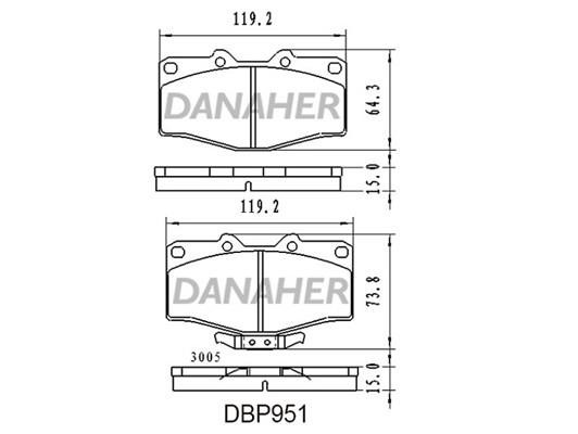 Danaher DBP951 Гальмівні колодки, комплект DBP951: Купити в Україні - Добра ціна на EXIST.UA!