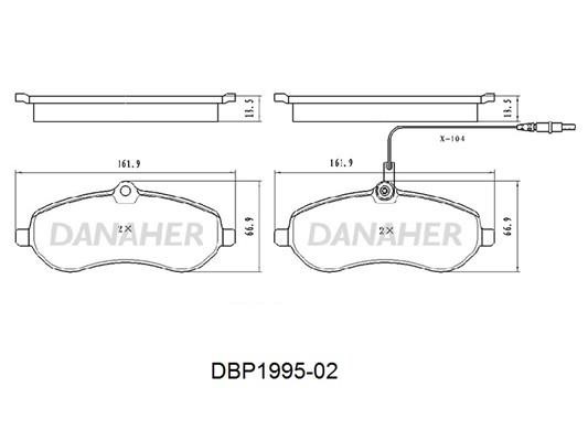 Danaher DBP1995-02 Гальмівні колодки, комплект DBP199502: Купити в Україні - Добра ціна на EXIST.UA!