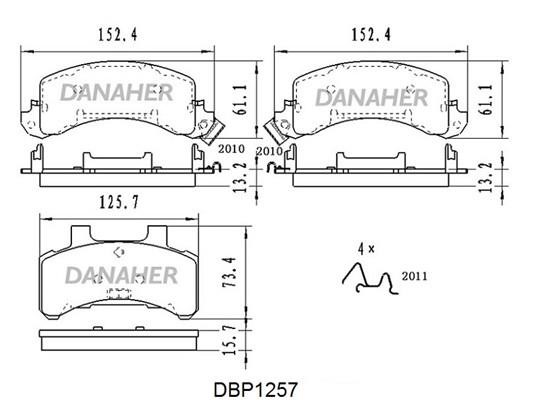 Danaher DBP1257 Гальмівні колодки, комплект DBP1257: Купити в Україні - Добра ціна на EXIST.UA!