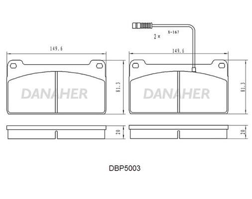 Danaher DBP5003 Гальмівні колодки, комплект DBP5003: Купити в Україні - Добра ціна на EXIST.UA!