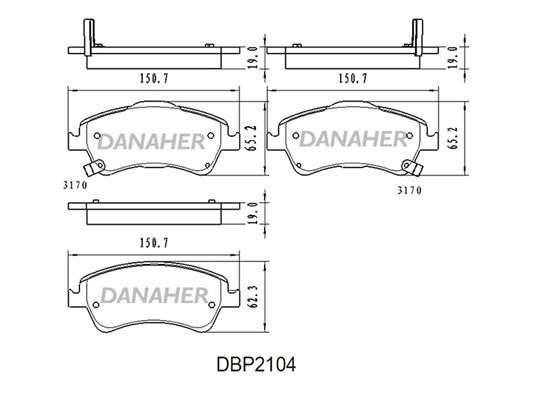 Danaher DBP2104 Гальмівні колодки, комплект DBP2104: Купити в Україні - Добра ціна на EXIST.UA!