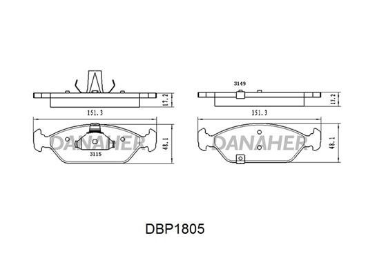 Danaher DBP1805 Гальмівні колодки, комплект DBP1805: Купити в Україні - Добра ціна на EXIST.UA!