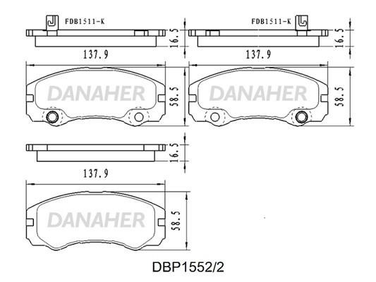 Danaher DBP1552/2 Гальмівні колодки, комплект DBP15522: Купити в Україні - Добра ціна на EXIST.UA!
