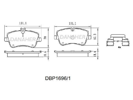 Danaher DBP1696/1 Гальмівні колодки, комплект DBP16961: Купити в Україні - Добра ціна на EXIST.UA!