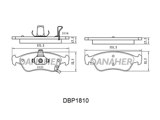 Danaher DBP1810 Гальмівні колодки, комплект DBP1810: Купити в Україні - Добра ціна на EXIST.UA!