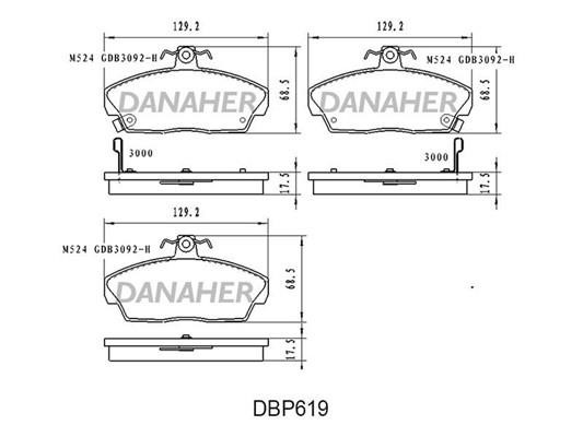 Danaher DBP619 Гальмівні колодки, комплект DBP619: Купити в Україні - Добра ціна на EXIST.UA!