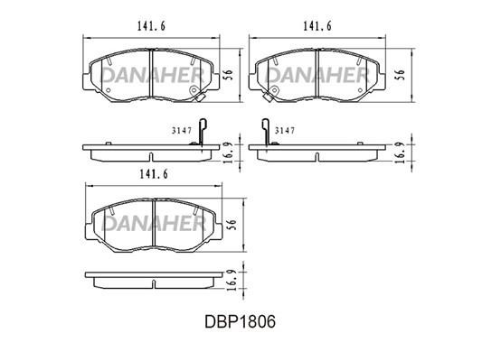Danaher DBP1806 Гальмівні колодки, комплект DBP1806: Купити в Україні - Добра ціна на EXIST.UA!