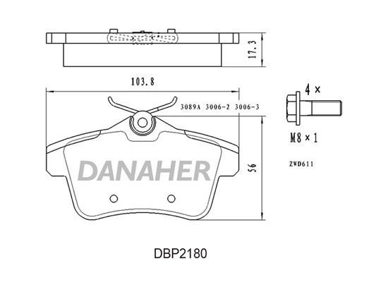 Danaher DBP2180 Гальмівні колодки, комплект DBP2180: Купити в Україні - Добра ціна на EXIST.UA!