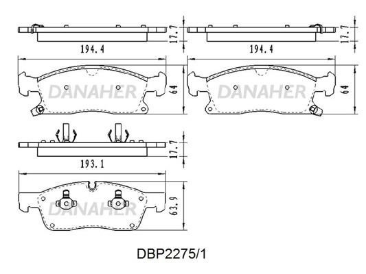 Danaher DBP2275/1 Гальмівні колодки, комплект DBP22751: Приваблива ціна - Купити в Україні на EXIST.UA!