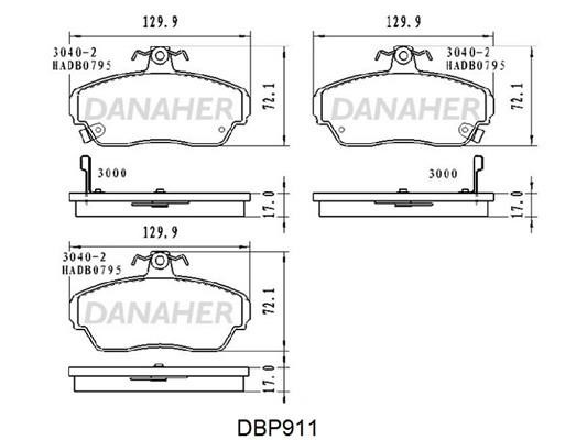Danaher DBP911 Гальмівні колодки, комплект DBP911: Приваблива ціна - Купити в Україні на EXIST.UA!