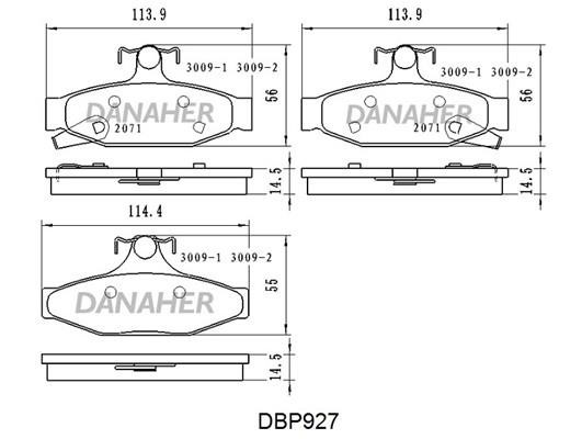 Danaher DBP927 Гальмівні колодки, комплект DBP927: Купити в Україні - Добра ціна на EXIST.UA!