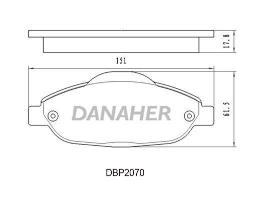 Danaher DBP2070 Гальмівні колодки, комплект DBP2070: Приваблива ціна - Купити в Україні на EXIST.UA!