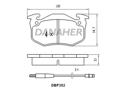 Danaher DBP382 Гальмівні колодки, комплект DBP382: Купити в Україні - Добра ціна на EXIST.UA!