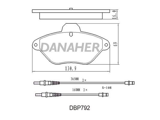 Danaher DBP792 Гальмівні колодки, комплект DBP792: Купити в Україні - Добра ціна на EXIST.UA!