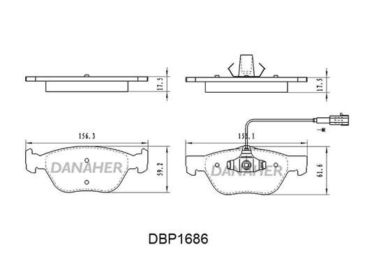 Danaher DBP1686 Гальмівні колодки, комплект DBP1686: Купити в Україні - Добра ціна на EXIST.UA!