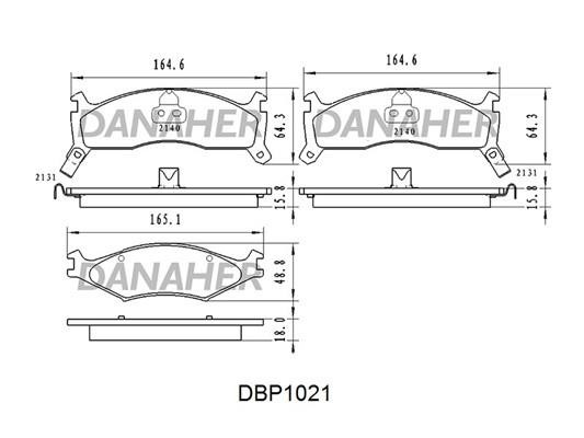 Danaher DBP1021 Гальмівні колодки, комплект DBP1021: Приваблива ціна - Купити в Україні на EXIST.UA!