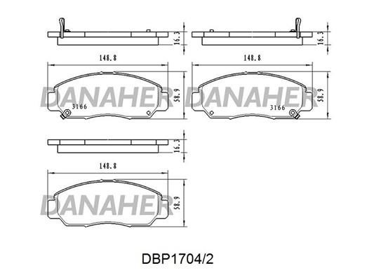 Danaher DBP1704/2 Гальмівні колодки, комплект DBP17042: Купити в Україні - Добра ціна на EXIST.UA!