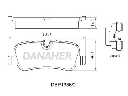 Danaher DBP1936/2 Гальмівні колодки, комплект DBP19362: Купити в Україні - Добра ціна на EXIST.UA!