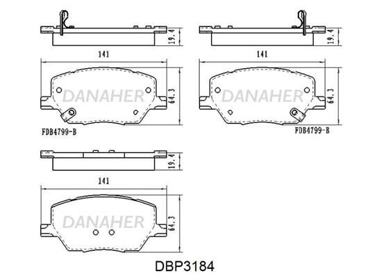 Danaher DBP3184 Гальмівні колодки, комплект DBP3184: Приваблива ціна - Купити в Україні на EXIST.UA!