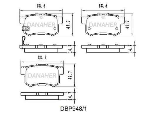 Danaher DBP948/1 Гальмівні колодки, комплект DBP9481: Приваблива ціна - Купити в Україні на EXIST.UA!