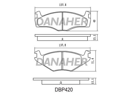 Danaher DBP420 Гальмівні колодки, комплект DBP420: Купити в Україні - Добра ціна на EXIST.UA!