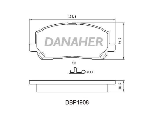 Danaher DBP1908 Гальмівні колодки, комплект DBP1908: Купити в Україні - Добра ціна на EXIST.UA!