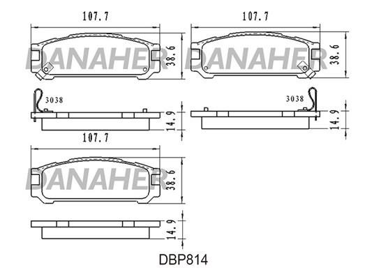 Danaher DBP814 Гальмівні колодки, комплект DBP814: Приваблива ціна - Купити в Україні на EXIST.UA!