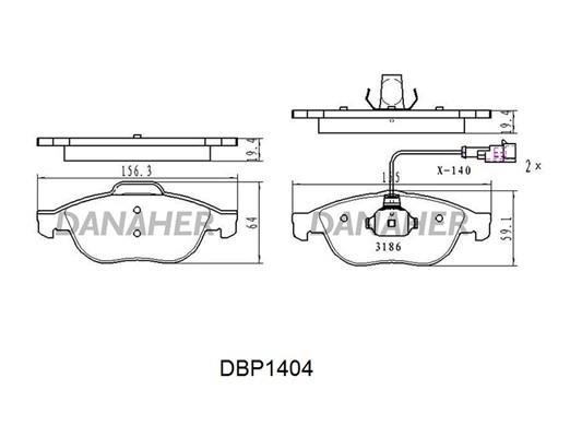 Danaher DBP1404 Гальмівні колодки, комплект DBP1404: Купити в Україні - Добра ціна на EXIST.UA!