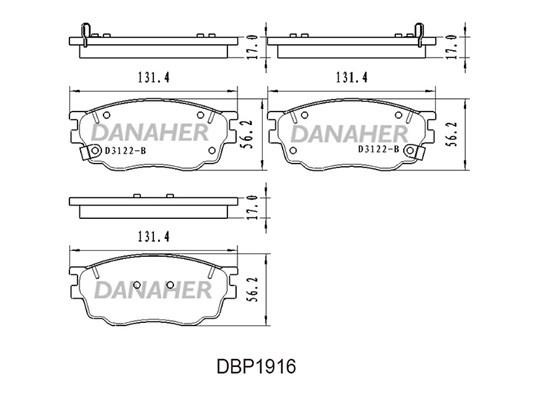 Danaher DBP1916 Гальмівні колодки, комплект DBP1916: Приваблива ціна - Купити в Україні на EXIST.UA!