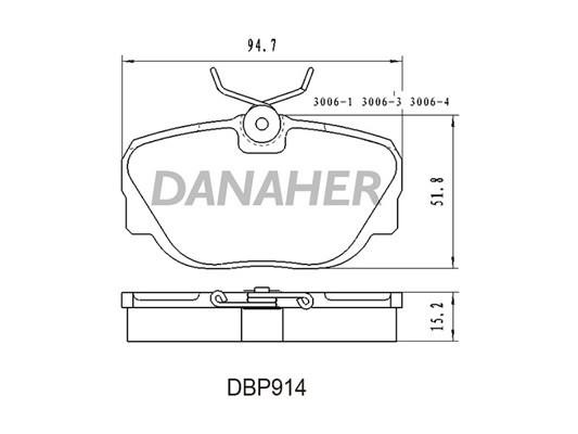 Danaher DBP914 Гальмівні колодки, комплект DBP914: Приваблива ціна - Купити в Україні на EXIST.UA!