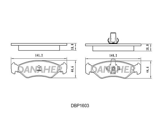 Danaher DBP1603 Гальмівні колодки, комплект DBP1603: Купити в Україні - Добра ціна на EXIST.UA!