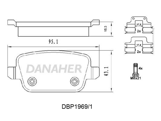 Danaher DBP1969/1 Гальмівні колодки, комплект DBP19691: Купити в Україні - Добра ціна на EXIST.UA!