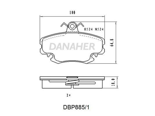 Danaher DBP885/1 Гальмівні колодки, комплект DBP8851: Купити в Україні - Добра ціна на EXIST.UA!