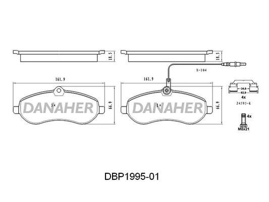 Danaher DBP1995-01 Гальмівні колодки, комплект DBP199501: Купити в Україні - Добра ціна на EXIST.UA!