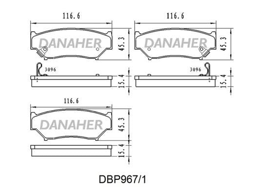 Danaher DBP967/1 Гальмівні колодки, комплект DBP9671: Купити в Україні - Добра ціна на EXIST.UA!