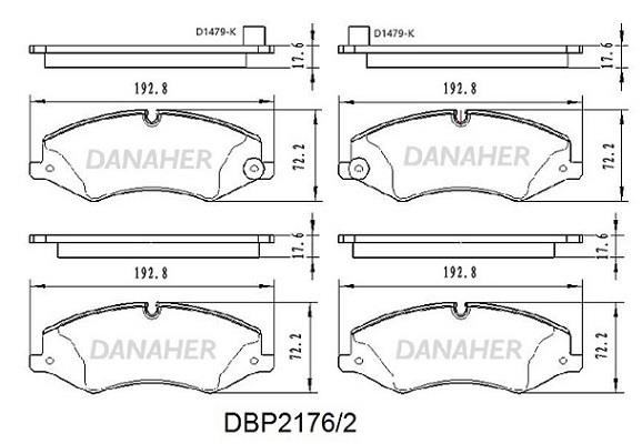 Danaher DBP2176/2 Гальмівні колодки, комплект DBP21762: Купити в Україні - Добра ціна на EXIST.UA!