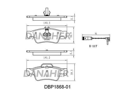 Danaher DBP1868-01 Гальмівні колодки, комплект DBP186801: Купити в Україні - Добра ціна на EXIST.UA!