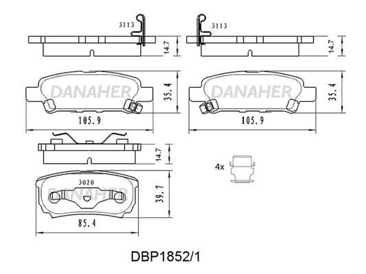 Danaher DBP1852/1 Гальмівні колодки, комплект DBP18521: Купити в Україні - Добра ціна на EXIST.UA!