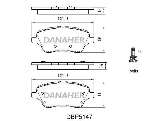 Danaher DBP5147 Гальмівні колодки, комплект DBP5147: Купити в Україні - Добра ціна на EXIST.UA!