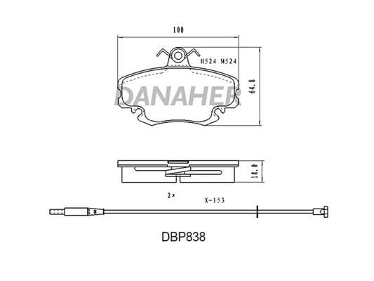 Danaher DBP838 Гальмівні колодки, комплект DBP838: Купити в Україні - Добра ціна на EXIST.UA!