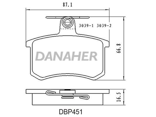 Danaher DBP451 Гальмівні колодки, комплект DBP451: Купити в Україні - Добра ціна на EXIST.UA!