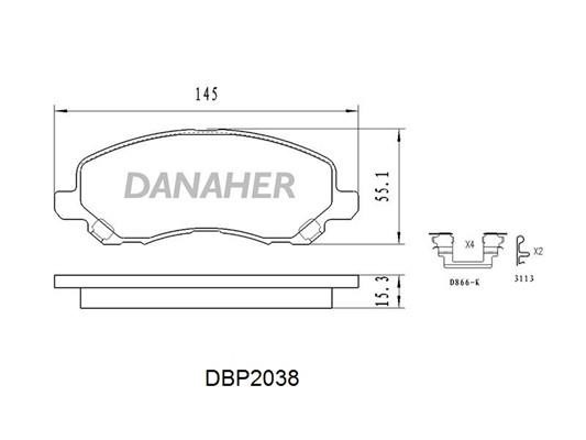 Danaher DBP2038 Гальмівні колодки, комплект DBP2038: Купити в Україні - Добра ціна на EXIST.UA!