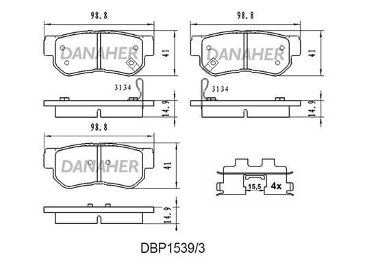 Danaher DBP1539/3 Гальмівні колодки, комплект DBP15393: Купити в Україні - Добра ціна на EXIST.UA!