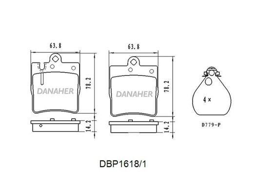 Danaher DBP1618/1 Гальмівні колодки, комплект DBP16181: Приваблива ціна - Купити в Україні на EXIST.UA!