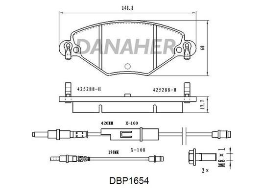 Danaher DBP1654 Гальмівні колодки, комплект DBP1654: Приваблива ціна - Купити в Україні на EXIST.UA!