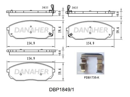 Danaher DBP1849/1 Гальмівні колодки, комплект DBP18491: Купити в Україні - Добра ціна на EXIST.UA!