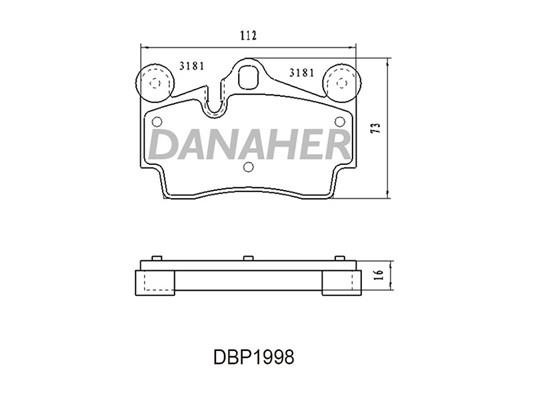 Danaher DBP1998 Гальмівні колодки, комплект DBP1998: Купити в Україні - Добра ціна на EXIST.UA!