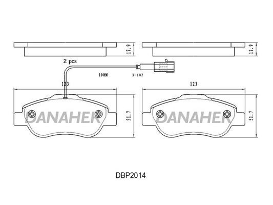Danaher DBP2014 Гальмівні колодки, комплект DBP2014: Купити в Україні - Добра ціна на EXIST.UA!