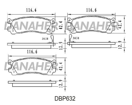 Danaher DBP632 Гальмівні колодки, комплект DBP632: Купити в Україні - Добра ціна на EXIST.UA!